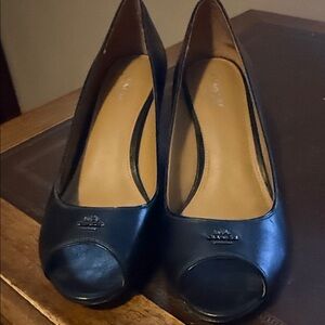 Coach Black Peep-Toe Heels Size 8